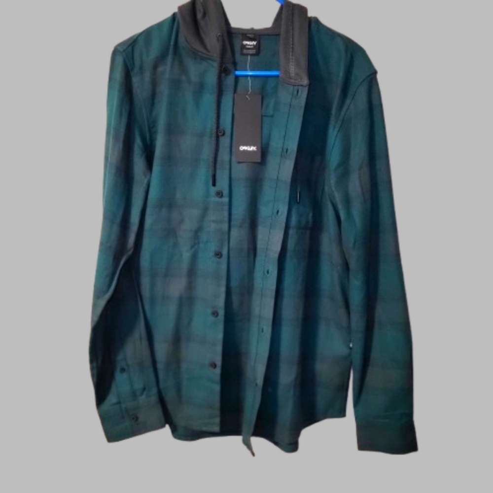 Oakley Green and Black Plaid Shirt